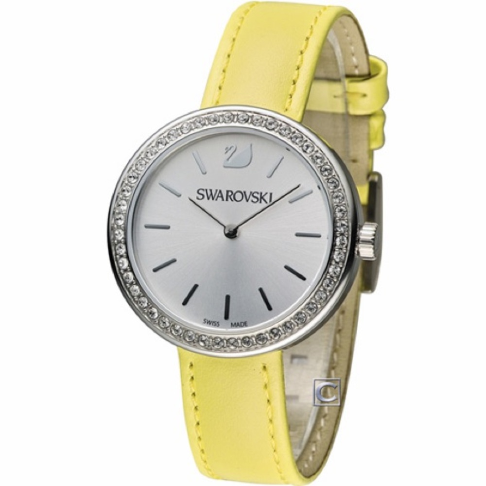 NEW Swarovski Women's Citra Light Green Leather Swiss Quartz Watch